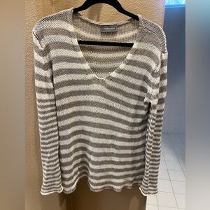Gray and white striped sweater